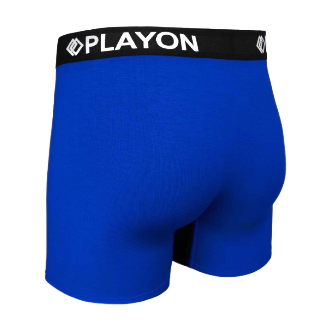 Blue Soft snug comfortable Bamboo Boxers contoured pouch no chafe no ride up no irritation friction free panels chafe stopper panels hypo-allergenic sustainable bamboo