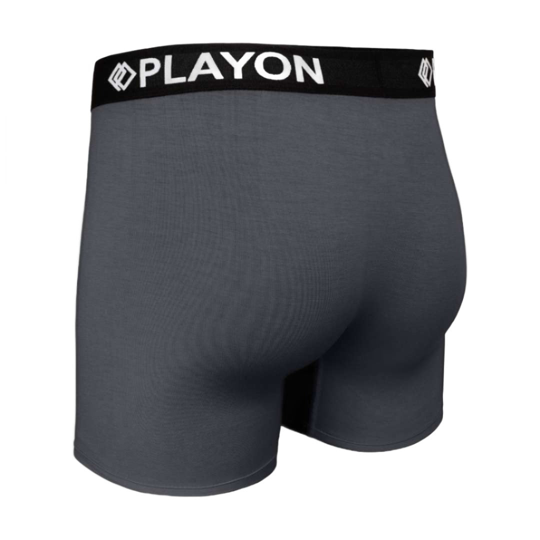 Granite Grey Purple Soft snug comfortable Bamboo Boxers contoured pouch no chafe no ride up no irritation friction free panels chafe stopper panels hypo-allergenic sustainable bamboo
