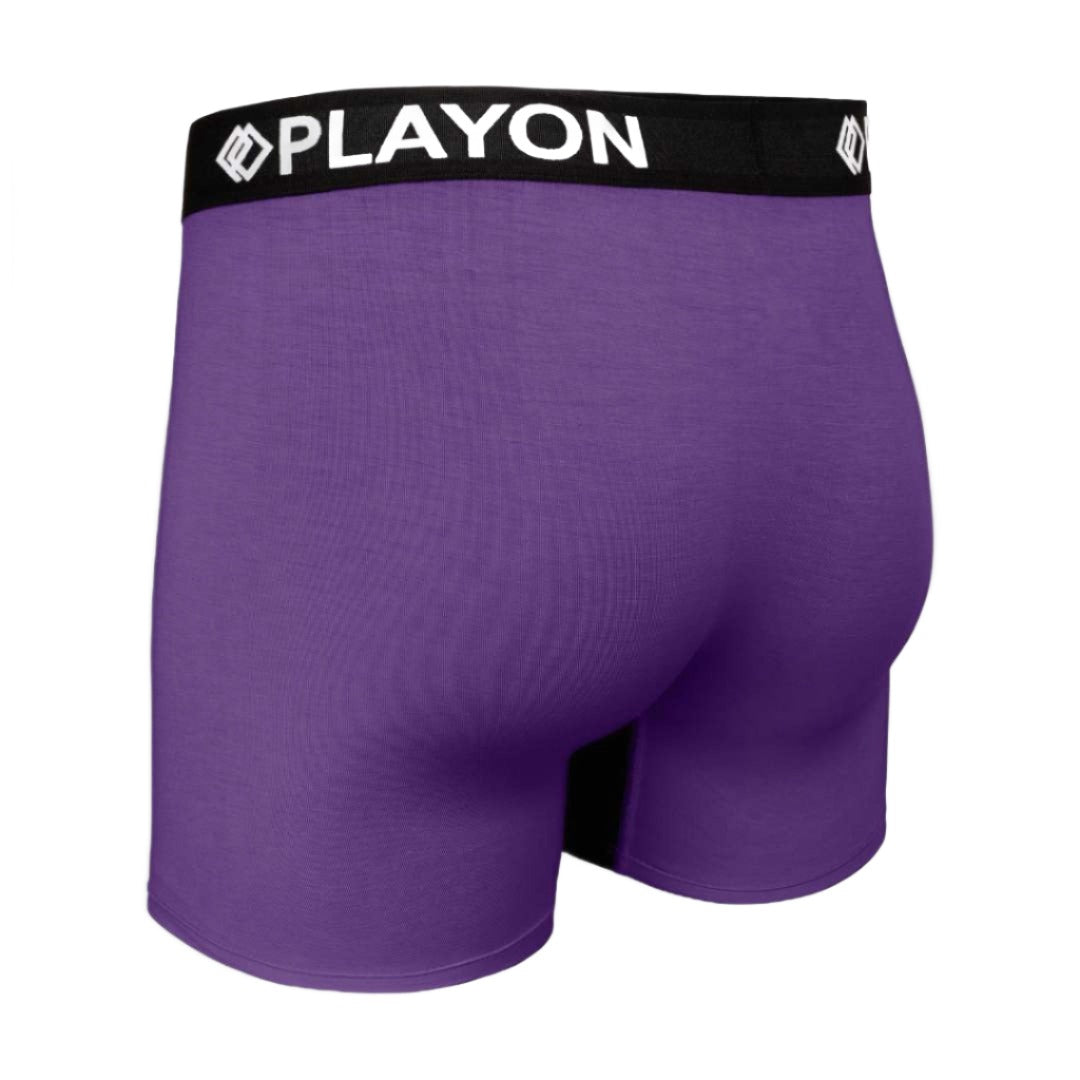 Royal Purple Soft snug comfortable Bamboo Boxers contoured pouch no chafe no ride up no irritation friction free panels chafe stopper panels hypo-allergenic sustainable bamboo